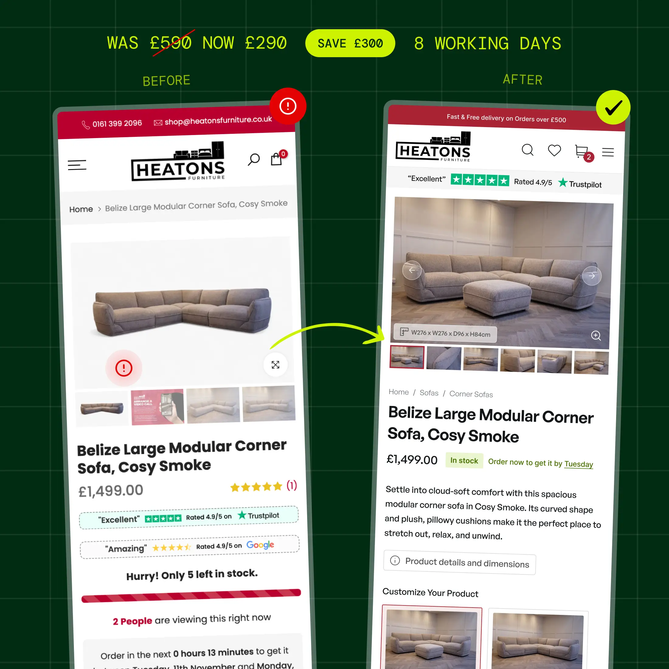 Product page redesign example 2
