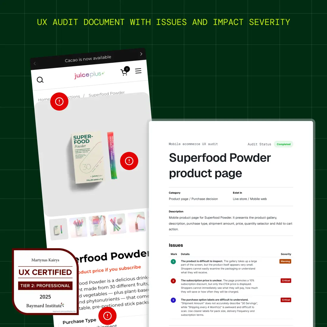 UX audit report overview
