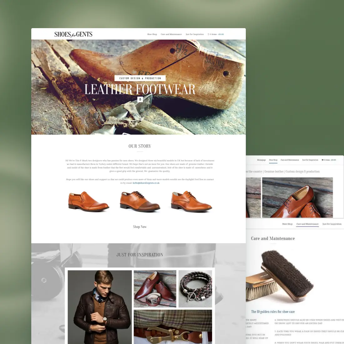 Men’s leather footwear store design