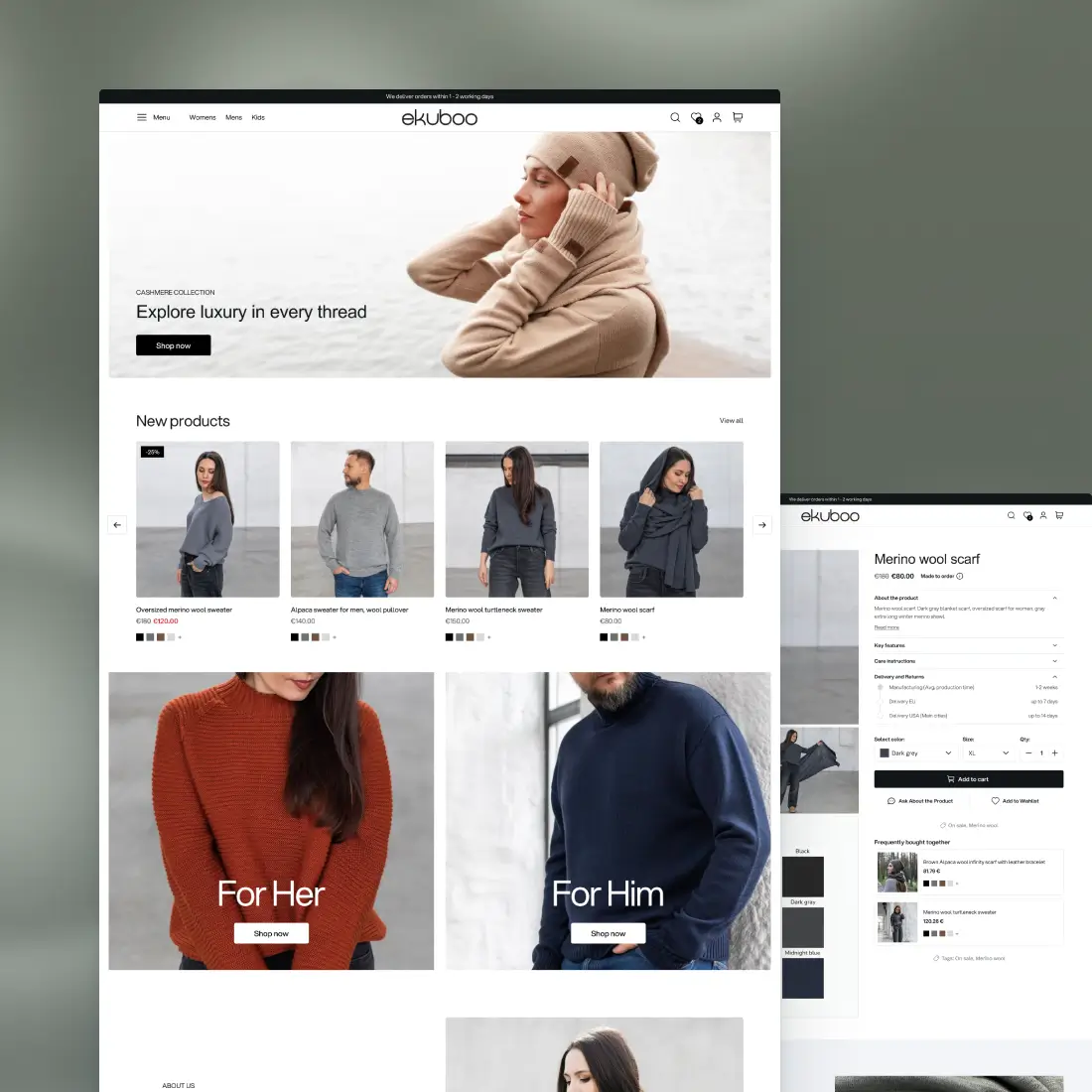Knitwear and wool clothing store design